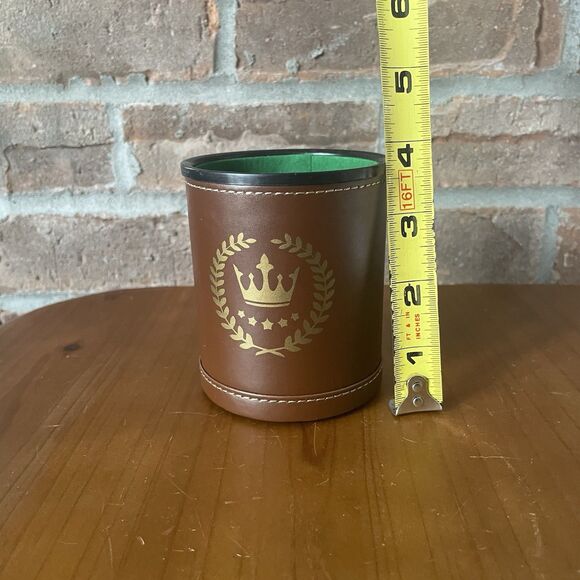 5 Dice Cups Felt-Lined Faux Leather Quiet Dice Shaker -- 5 cups & 25 Dices Bunco - Picture 6 of 7